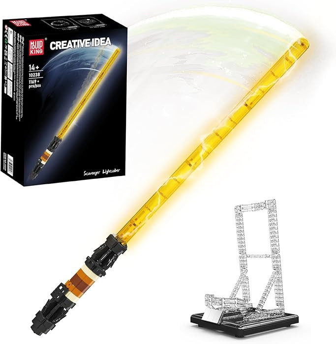 Mould King 10238 Lightsaber Building Set with Stand, Rechargeable LED Light Sword for Adult Birth... | Amazon (US)