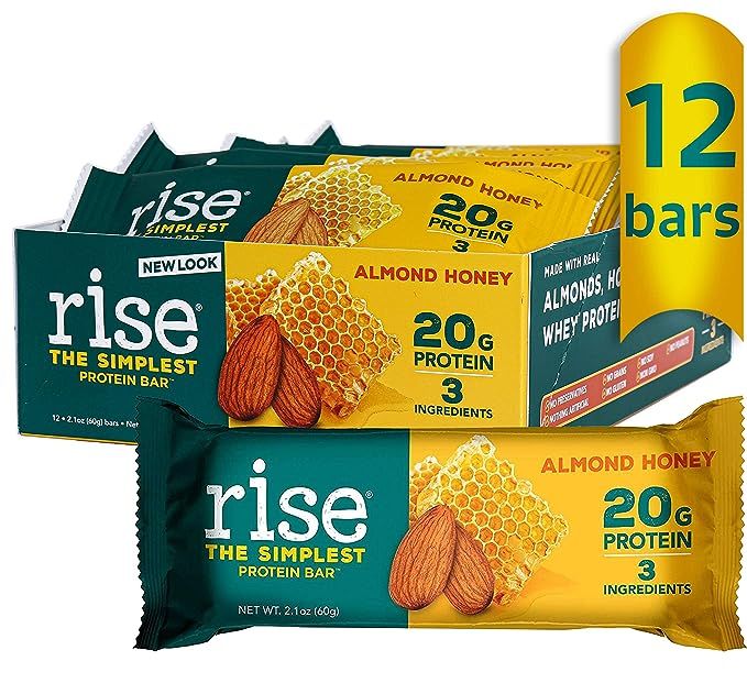 Rise Whey Protein Bars, Almond Honey, Healthy Breakfast Bar & Protein Snacks, 20g Protein 4g Diet... | Amazon (US)