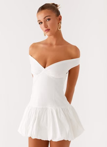 Endless Romance Off Shoulder Mini Dress - White | Peppermayo (Global)