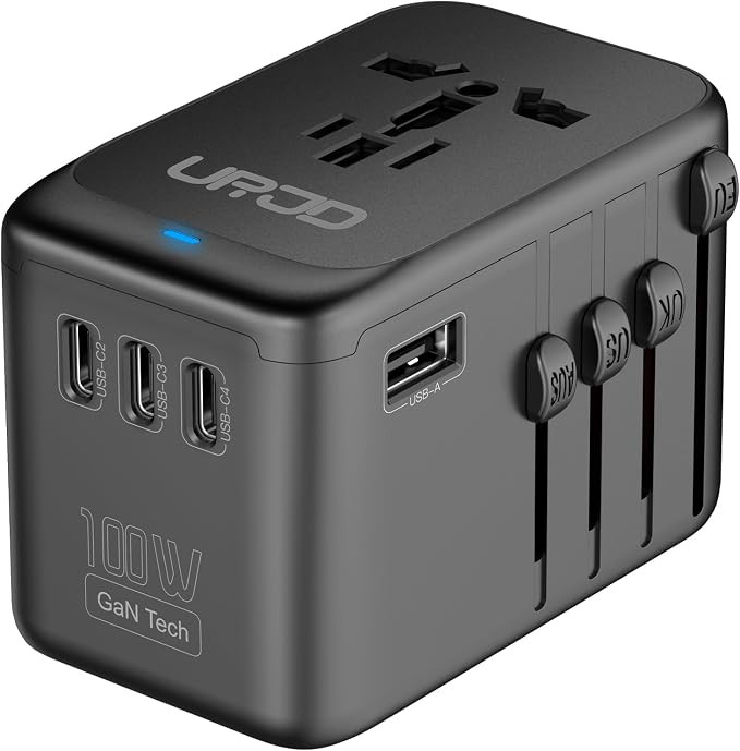 Universal Travel Adapter 100W GaN Fast Charger in One for Europe UK US | 5 USB C/A Ports + 2500W ... | Amazon (US)