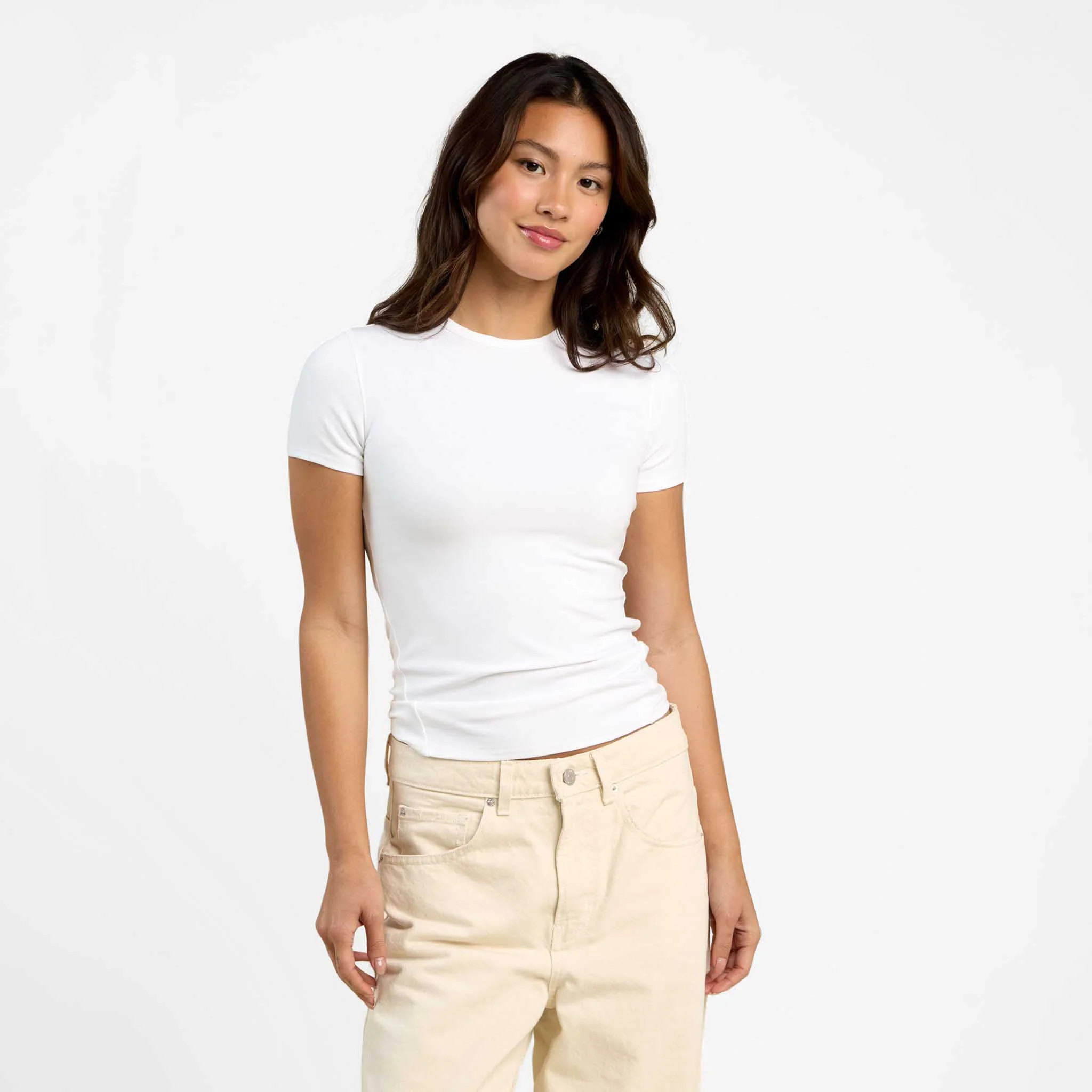 SwiftStretch Seamed Tee | Mocha | Nuuds US