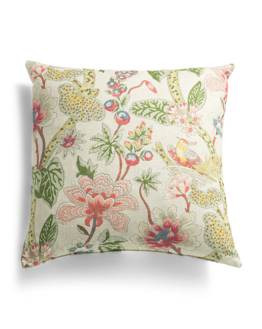 Made In Usa 22x22 Imogene Jacobean Floral Bird Pillow | TJ Maxx