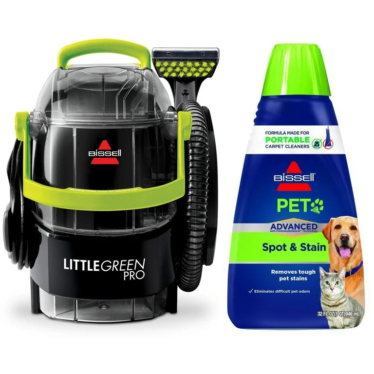 BISSELL Little Green Pro Portable Carpet Cleaner, 2505 & BISSELL Pet Stain Odor Remover, 32 Fluid... | Walmart (US)