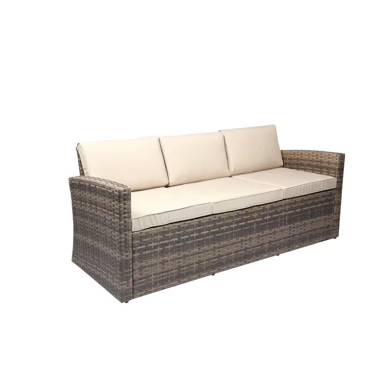 Silloth 71.5'' Wide Outdoor Wicker Patio Sofa with Cushions | Wayfair North America