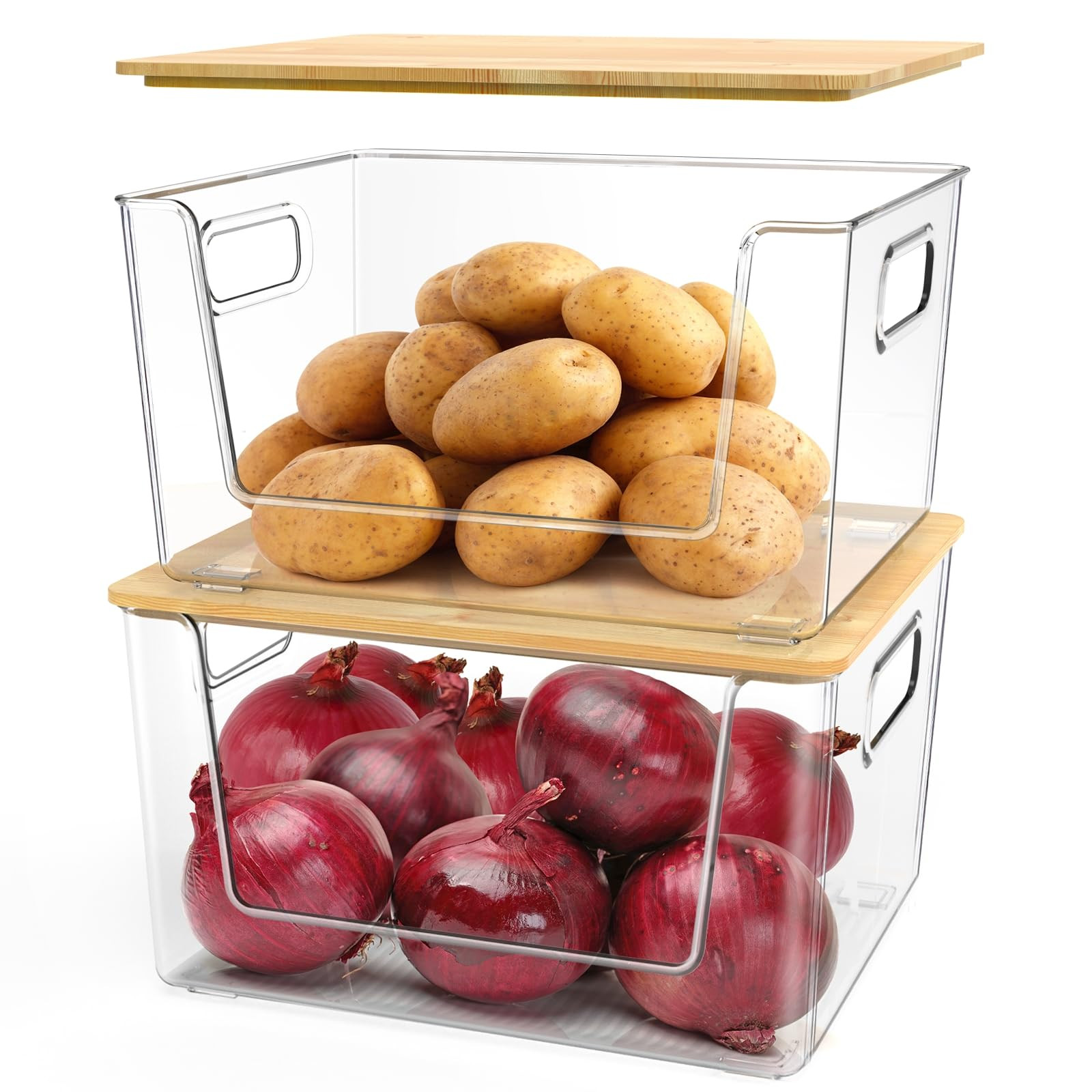 IDEATECH Pantry/Kitchen Organizers and Storage - Stackable Storage Bins with Lid for Potato, Onio... | Amazon (US)