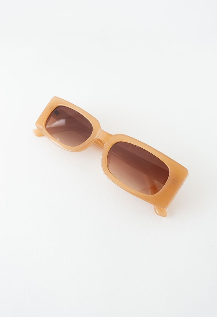 Full-Rim Rectangle Sunglasses in Orange | Chicwish