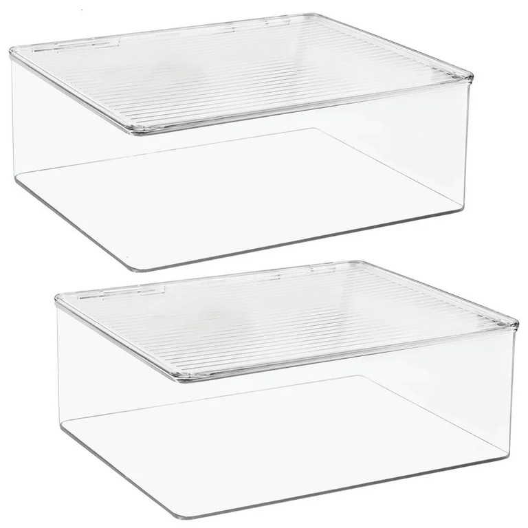 mDesign Plastic Stackable Kitchen Pantry Cabinet/Refrigerator Food Storage Container Box with Lid... | Walmart (US)