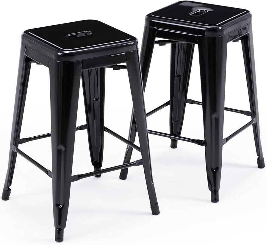 Vogue Furniture Direct 24" Bar Stools Black Backless Metal Barstools Indoor-Outdoor Counter Heigh... | Amazon (US)