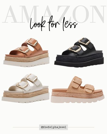 Really cute big buckle two strap espadrille platform sandals

Available in three colors and under $60

#LTKfindsunder100 #LTKSeasonal #LTKshoecrush