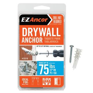 E-Z Ancor Twist-N-Lock 75 lbs. Drywall Anchors (50-Pack) 25310 - The Home Depot | The Home Depot