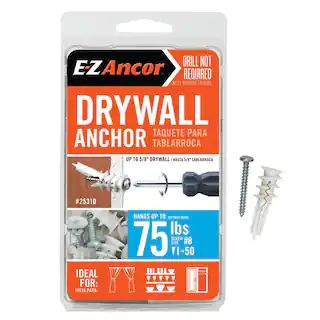 E-Z Ancor Twist-N-Lock 75 lbs. Drywall Anchors (50-Pack) 25310 - The Home Depot | The Home Depot