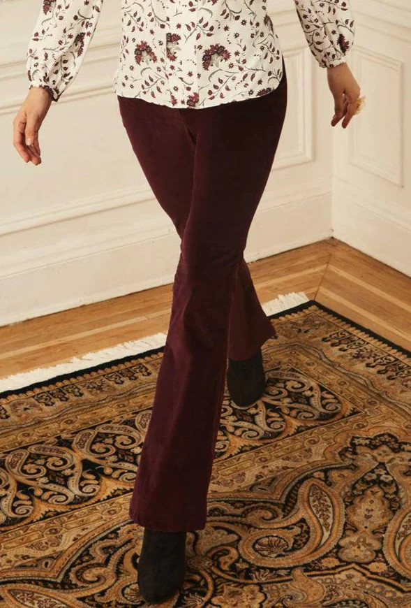 High Waist Corduroy Pant - Burgundy 28 | Charlotte Brody
