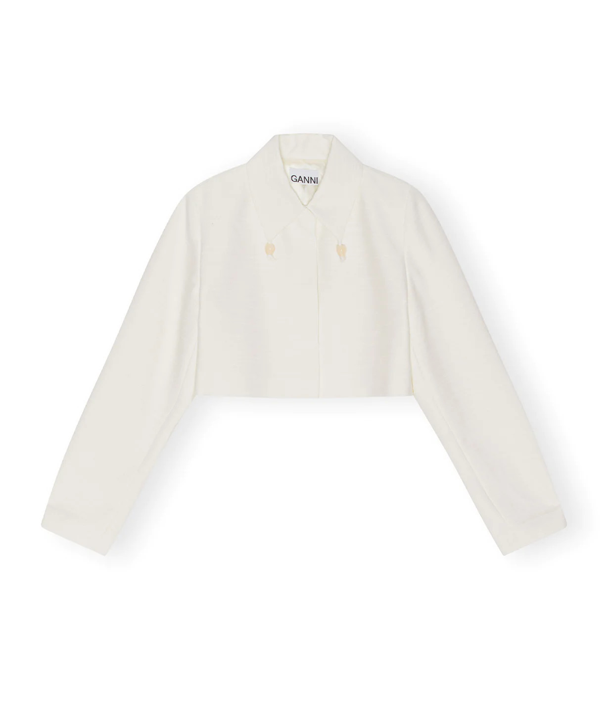 Slub Linen Cropped Blazer in Egret | Mode Sportif