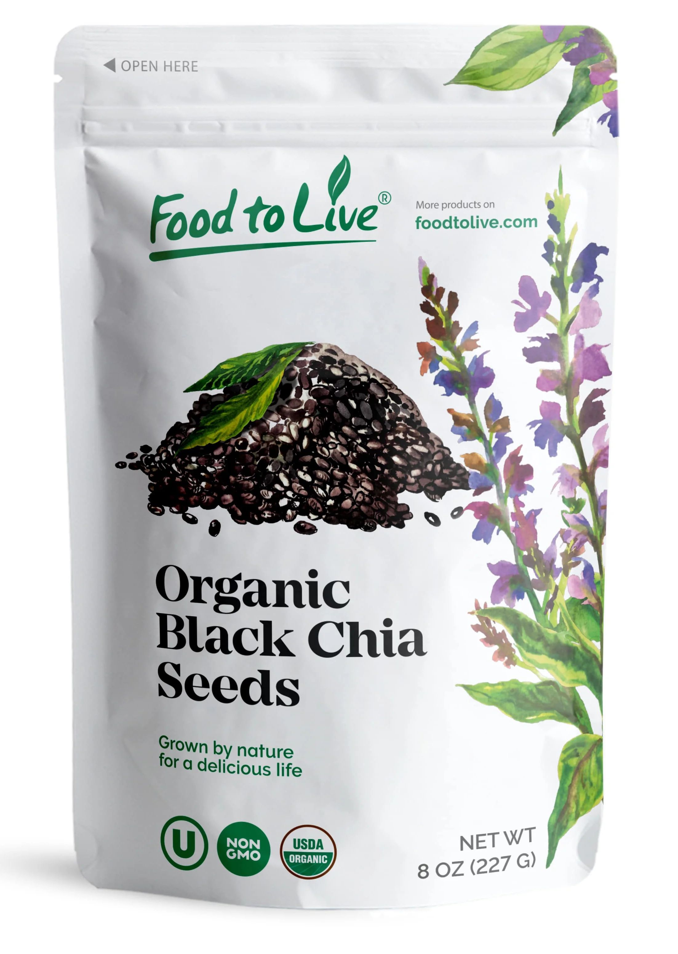 Organic Black Chia Seeds, 0.5 Pounds — Non-GMO, Sproutable, Kosher, Raw, Vegan — by Food to L... | Walmart (US)