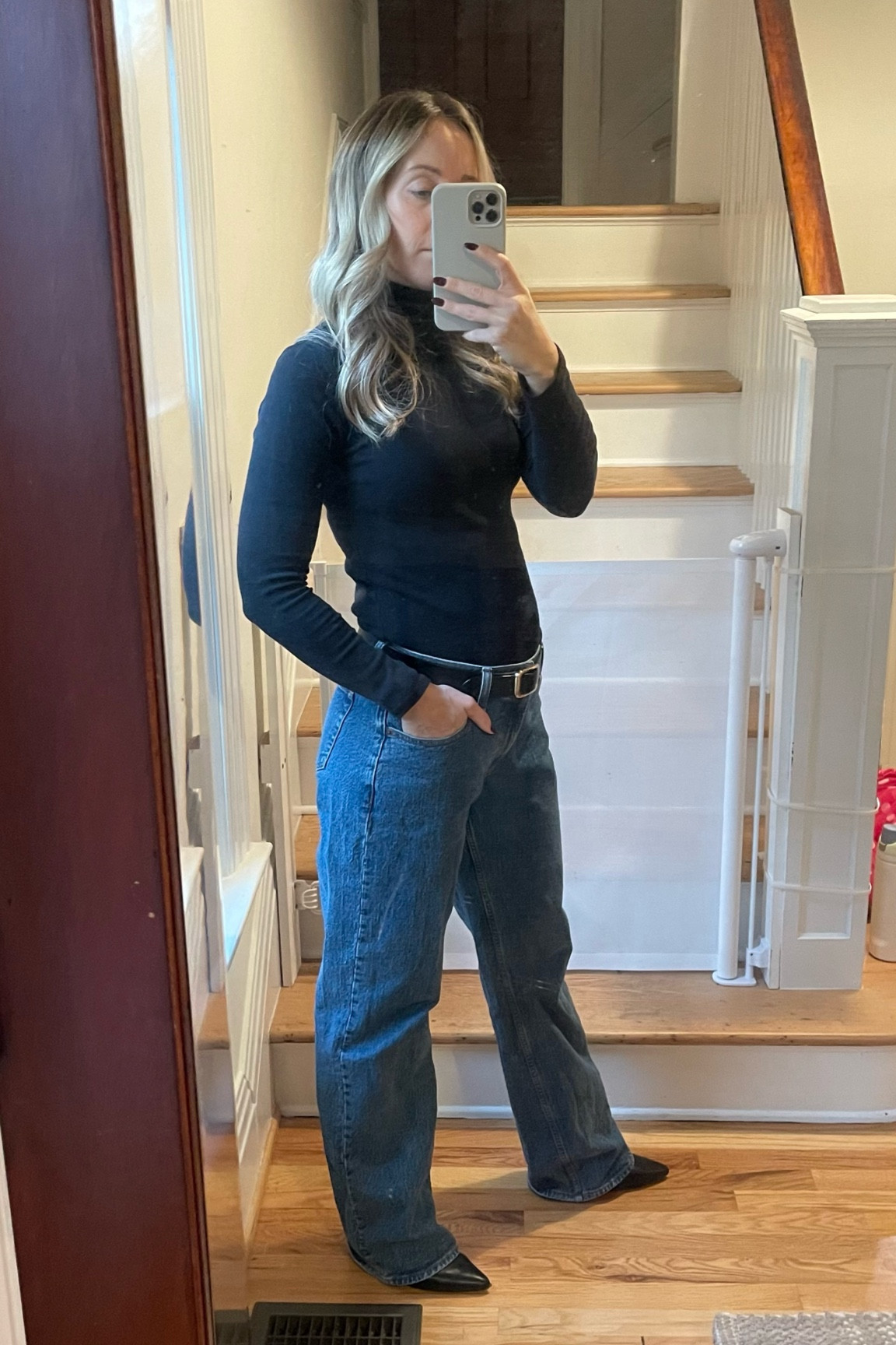 19 weeks pregnant wearing Abercrombie’s low rise loose jean in my normal size ! 

#LTKBump