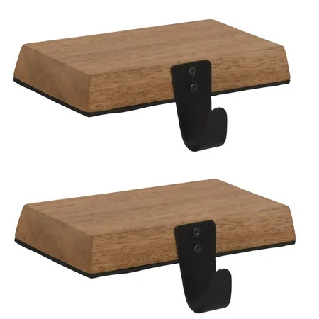 Wood Christmas Stocking Holder Set with Natural Finish, 5", 2 Count, by Holiday Time | Walmart (US)