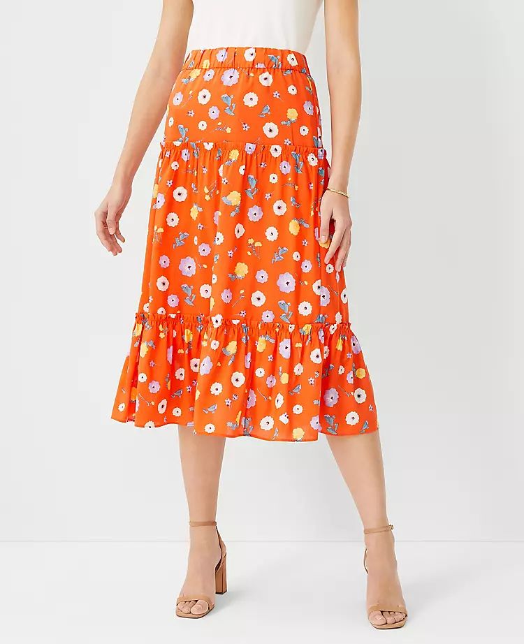 Floral Tiered Midi Skirt | Ann Taylor | Ann Taylor (US)