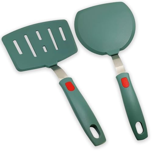 Silicone Spatula Turner Set of 2, Heat Resistant Pancake Spatulas for Nonstick Cookware Pan, Wide... | Amazon (US)