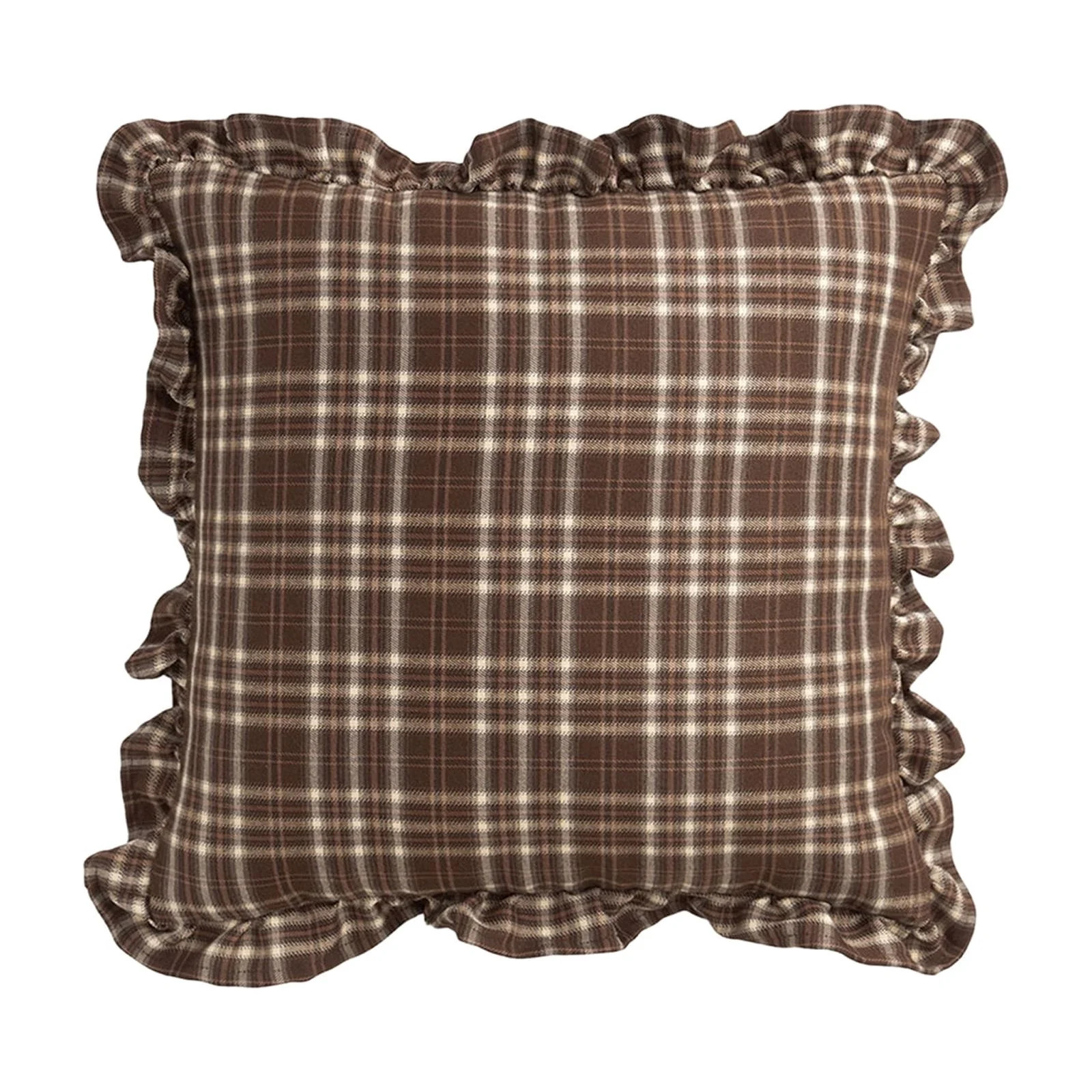 Plaid Ruffle Throw Pillow Cover Farmhouse Checkered Pillowcase Chic Vintage Square Decorative Cus... | Walmart (US)