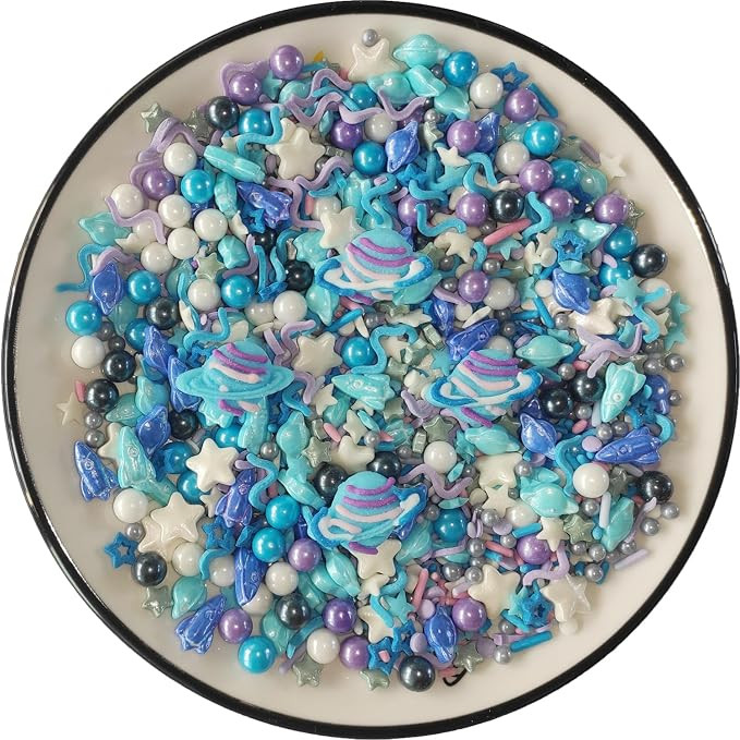 Edible Space Themed Big Planet Rocket Sugar Sprinkles Spacecraft Dessert sprinkles Star Cake Cupc... | Amazon (US)