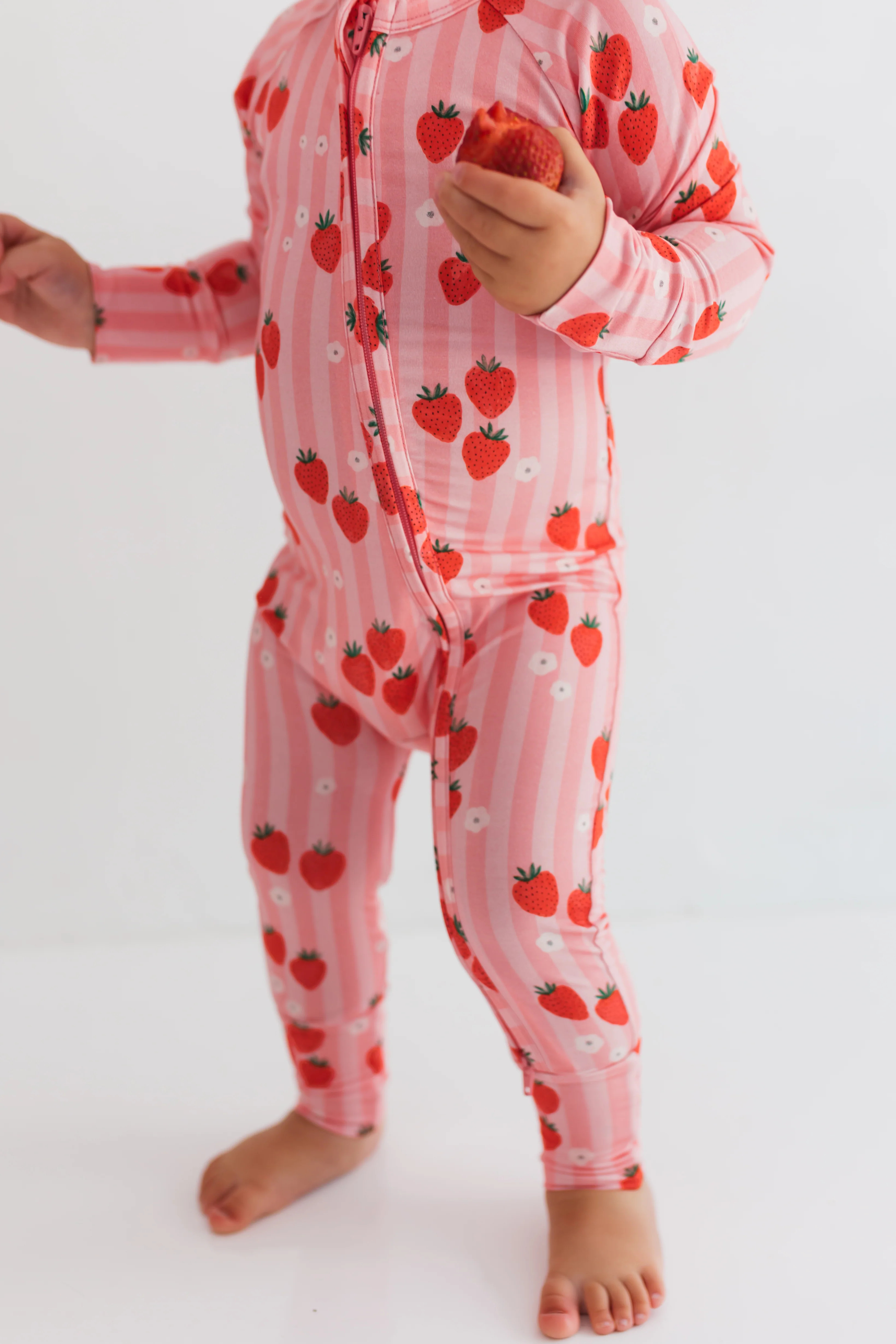 Red Strawberry Zipper Romper | In My Jammers