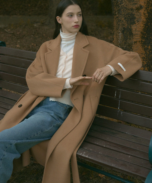 MUSINSA | DRAWFIT WOMEN Our handmade double long coat [CAMEL] | Musinsa Global
