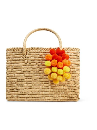 Nannacay - Maldives Medium Pompom-embellished Woven Raffia Tote - Sand | NET-A-PORTER (US)