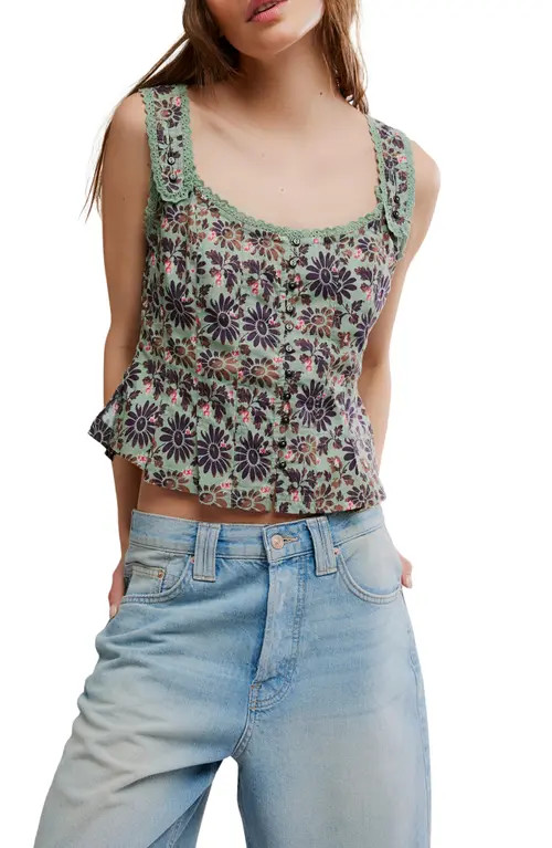 Free People Bridgette Corset Peplum Top in Green Combo at Nordstrom, Size Small | Nordstrom