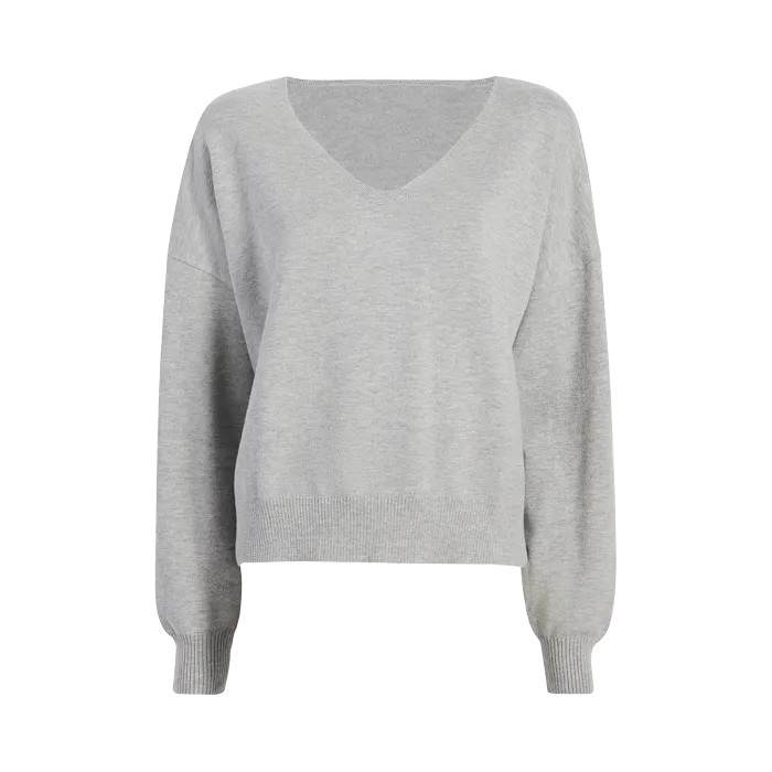 Luxe Knit V-Neck Sweater | Heather Grey - nuuds | nuuds