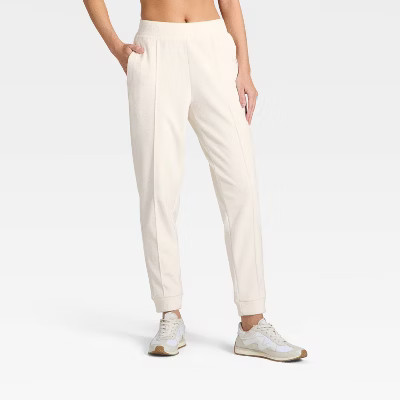 Women's Velour Ribbed Jogger Sweatpants - All In Motion™ Cream M | Target