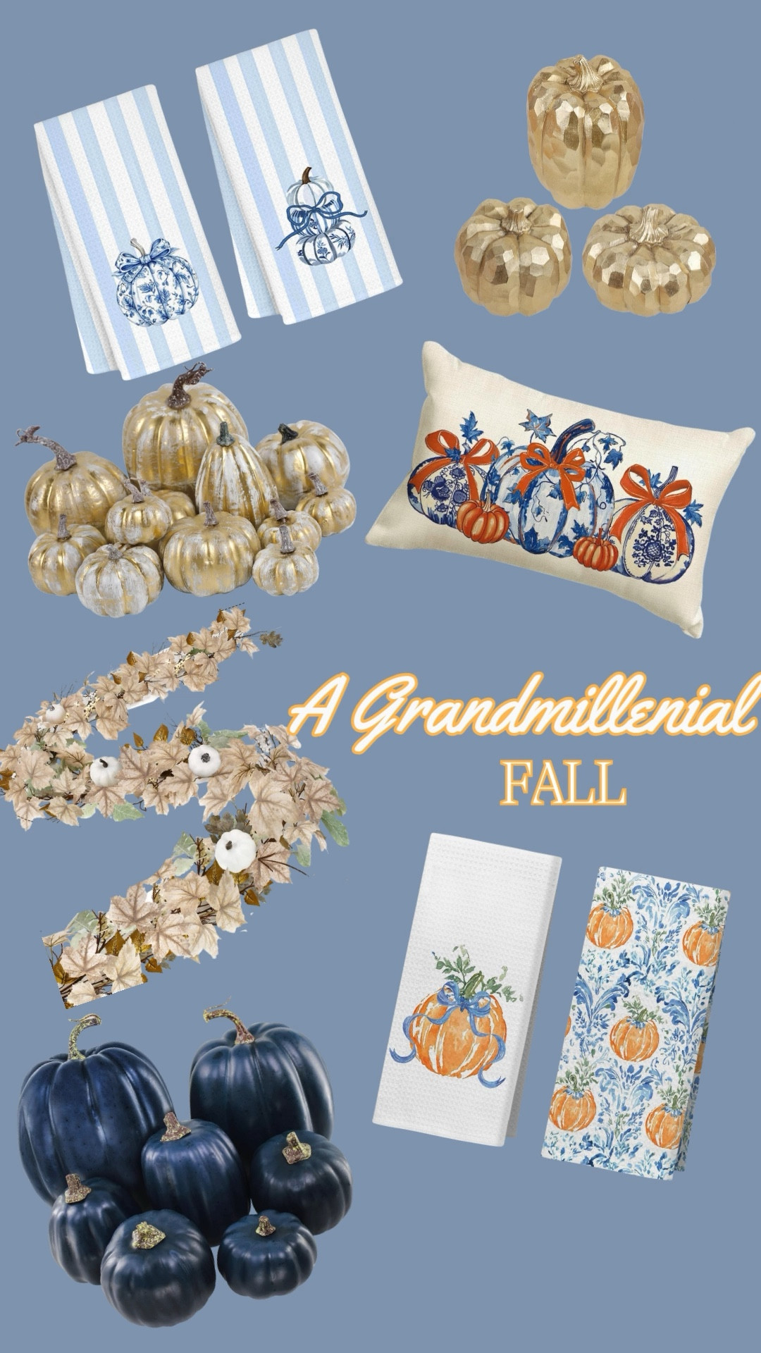 ✨🍂 A Grandmillennial Fall 🍂✨ Bring timeless charm to your seasonal decor with elegant blue and white pumpkins, floral garlands, chinoiserie accents, and cozy details that make your home feel warm and welcoming. Think vintage-inspired style meets modern fall vibes—perfect for tablescapes, porch decor, and cozy living rooms. 🎃💙

#LTKSeasonal #LTKHome #LTKFindsUnder50