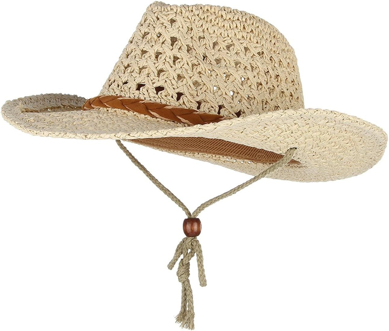 EOZY Women Men Straw Hat Hallow Out Cowboy Cowgirls Sun Hat Braided Paper Western Style Beach Sun... | Amazon (US)