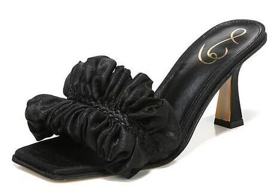 Sam Edelman Kady Black Silk Ruffle Square Toe Slip On Kitten Heel Dress Mules (BLACK, 11) | Walmart (US)