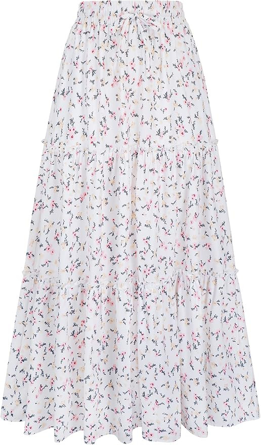 Arolina Women's Summer Maxi Skirt Trendy High Waist Pleated Ruffle Long Skirts Flowy Beach Boho S... | Amazon (US)