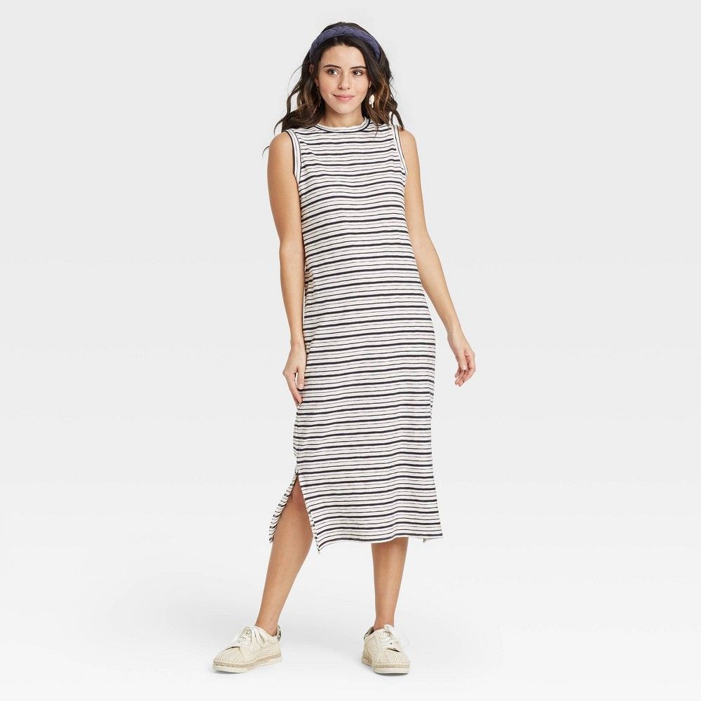 Women's Striped Sleeveless Knit Dress - Universal Thread Cream XXL, Ivory | Target