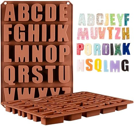 Wocuz 26 Cavities A-Z large letters reverse Alphabet Chocolate Silicone Cake Baking Mold Cake Pan... | Amazon (US)