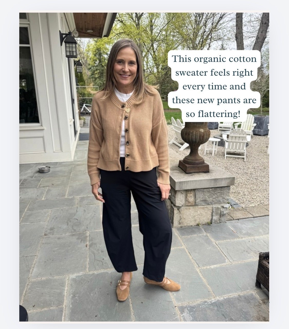 My go-to organic cardigan! I love to throw this on with comfortable pants and Mary Jane’s - makes for a perfect, casual outfit that gets me from coffee to dinner! s