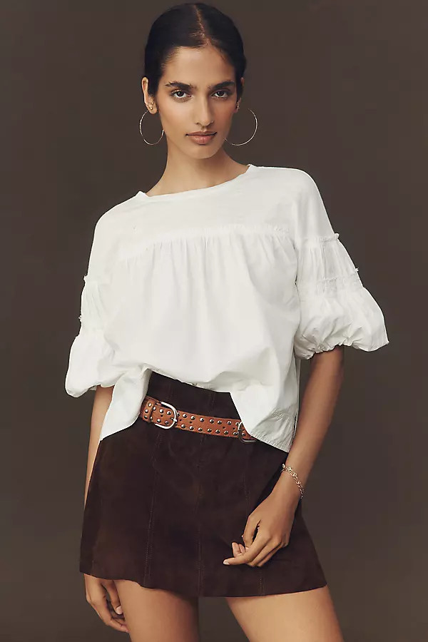 Pilcro Reworked Ruffle-Sleeve Top | Anthropologie (US)