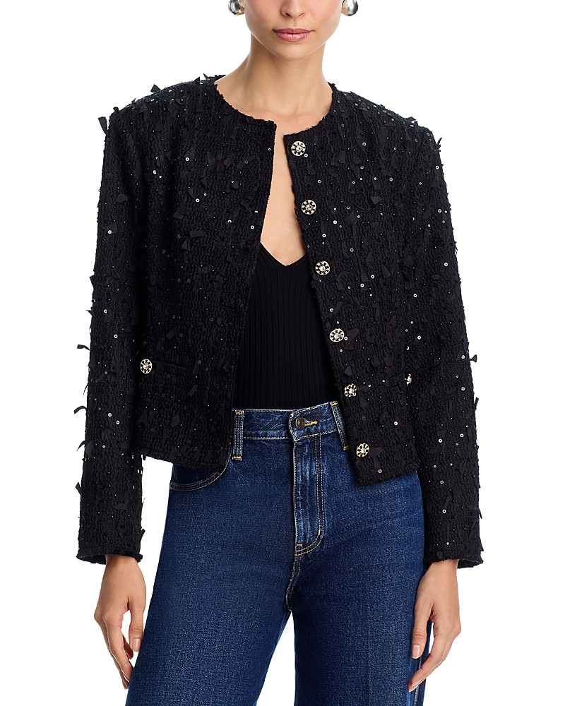 Aqua Ribbon Sequinned Tweed Jacket | Bloomingdale's (US)