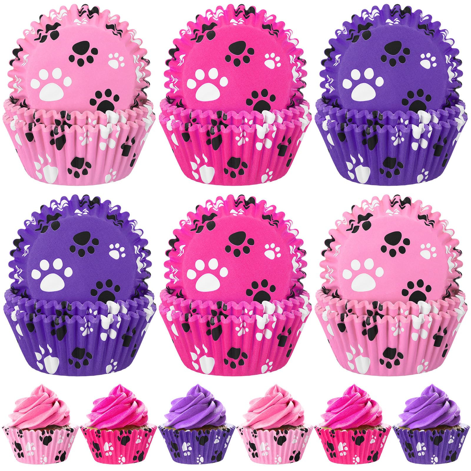 Patelai 200 count Paw Bone Cupcake Liners Dog Wrappers Paw Pattern Cup Cake Holder Puppy Dog Them... | Amazon (US)