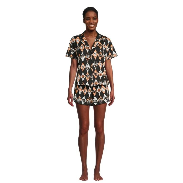 Halloween Women’s Print Shorty Pajama Set, 2-Piece, Sizes XS-3X - Walmart.com | Walmart (US)