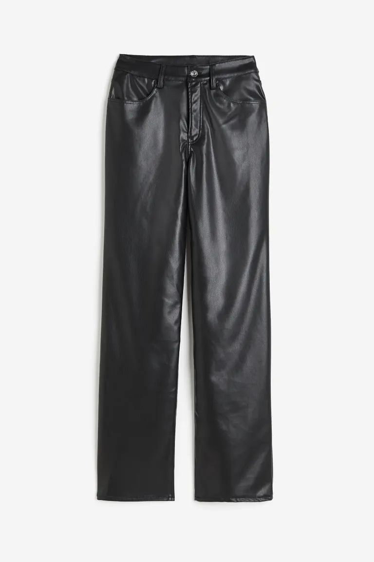 90s Straight Coated Pants - Black - Ladies | H&M US | H&M (US + CA)