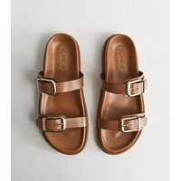 Women's Tan Faux Leather Buckled Strap Sandals Vegan New Look | New Look (UK)
