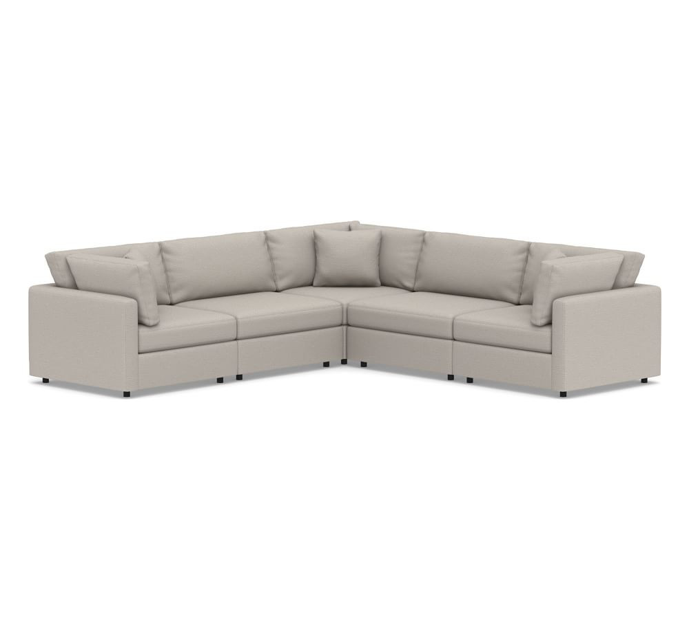 Modular Square Arm Upholstered 5-Piece L-Shaped Sectional | Pottery Barn (US)