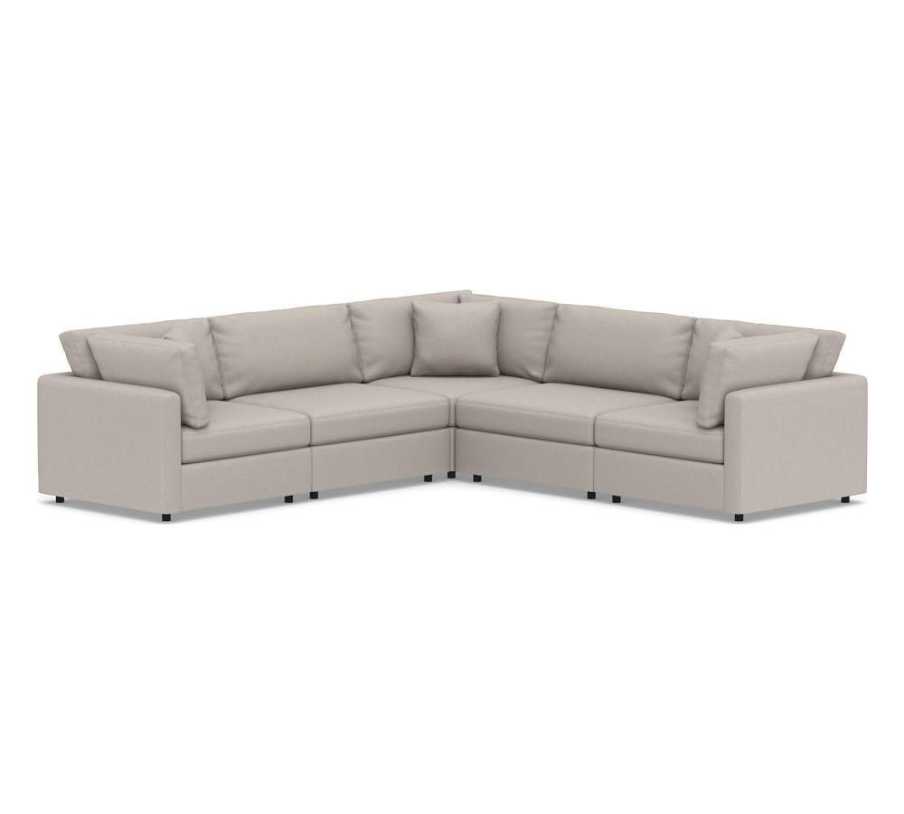 Modular Square Arm Upholstered 5-Piece L-Shaped Sectional | Pottery Barn (US)