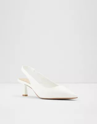 ALDO Peranga sling back flared heel court shoes in white | ASOS (Global)
