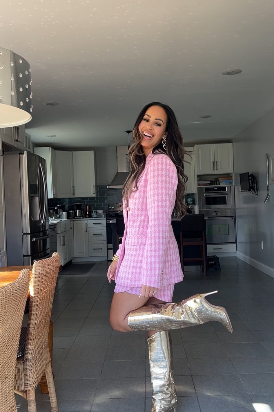 Obsessed with this two piece tweet suit! Size down in the shorts. Code MOON15