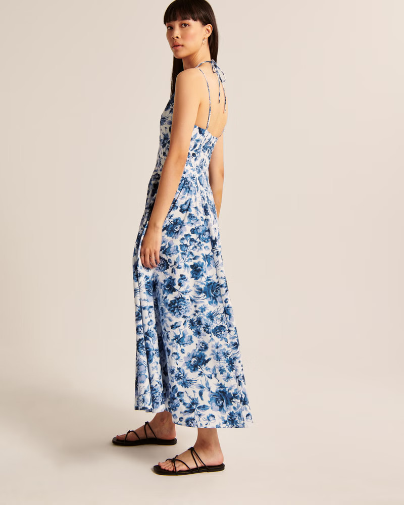 Women's Strappy Plunge Corset Maxi Dress | Women's | Abercrombie.com | Abercrombie & Fitch (US)