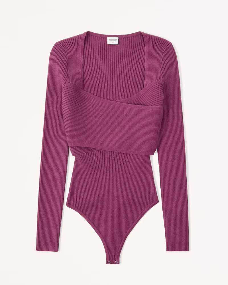 Women's LuxeLoft Wrap Sweater Bodysuit | Women's Tops | Abercrombie.com | Abercrombie & Fitch (US)