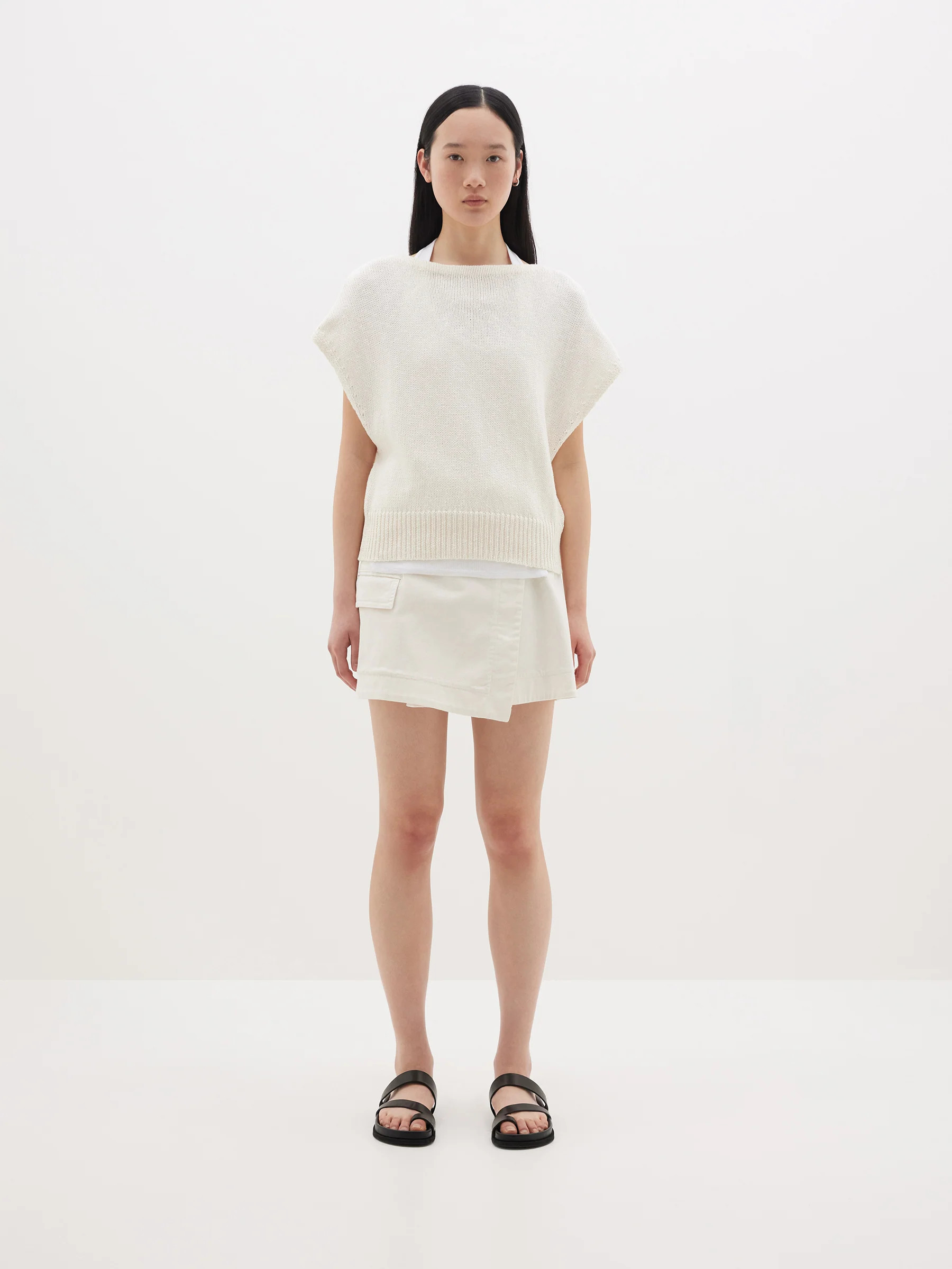 boatneck cap sleeve knit | Bassike